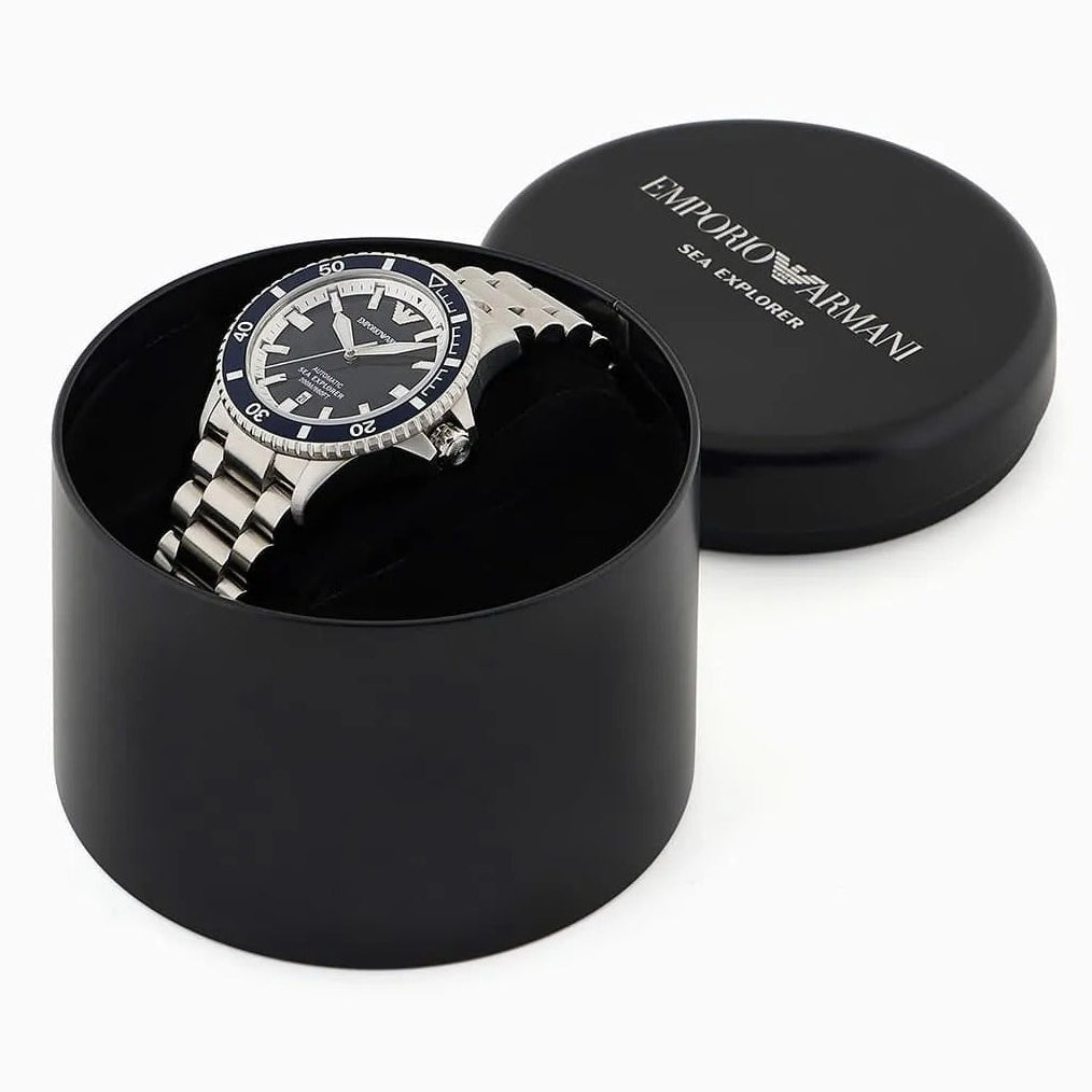 Emporio Armani cBlue Dial Silver Steel Strap Watch for Men - AR60079