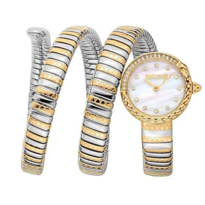 Just Cavalli Enchanting Mother of Pearl Dial Two Tone Steel Strap Watch for Women - JC1L302M0055