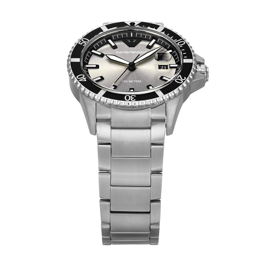 Emporio Armani World Explorer Silver Dial Silver Steel Strap Watch for Men - AR11683