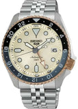 Seiko 5 GMT Sport Asia Exclusive Limited Edition Off White Dial Silver Steel Strap Watch for Men - SSK046K1