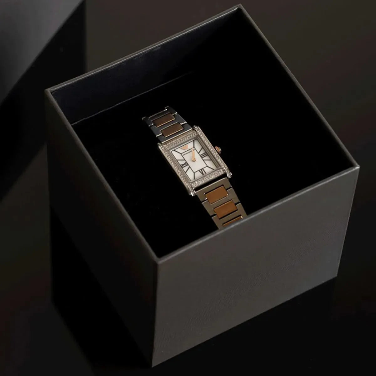 Emporio Armani Genni Mother of Pearl Dial Two Tone Steel Strap Watch for Women - AR11626