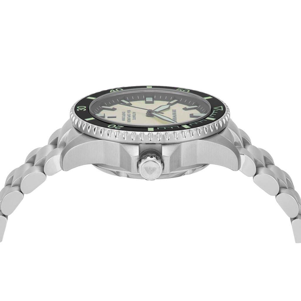 Emporio Armani Sea Explorer Yellow Dial Silver Steel Strap Watch for Men - AR60083