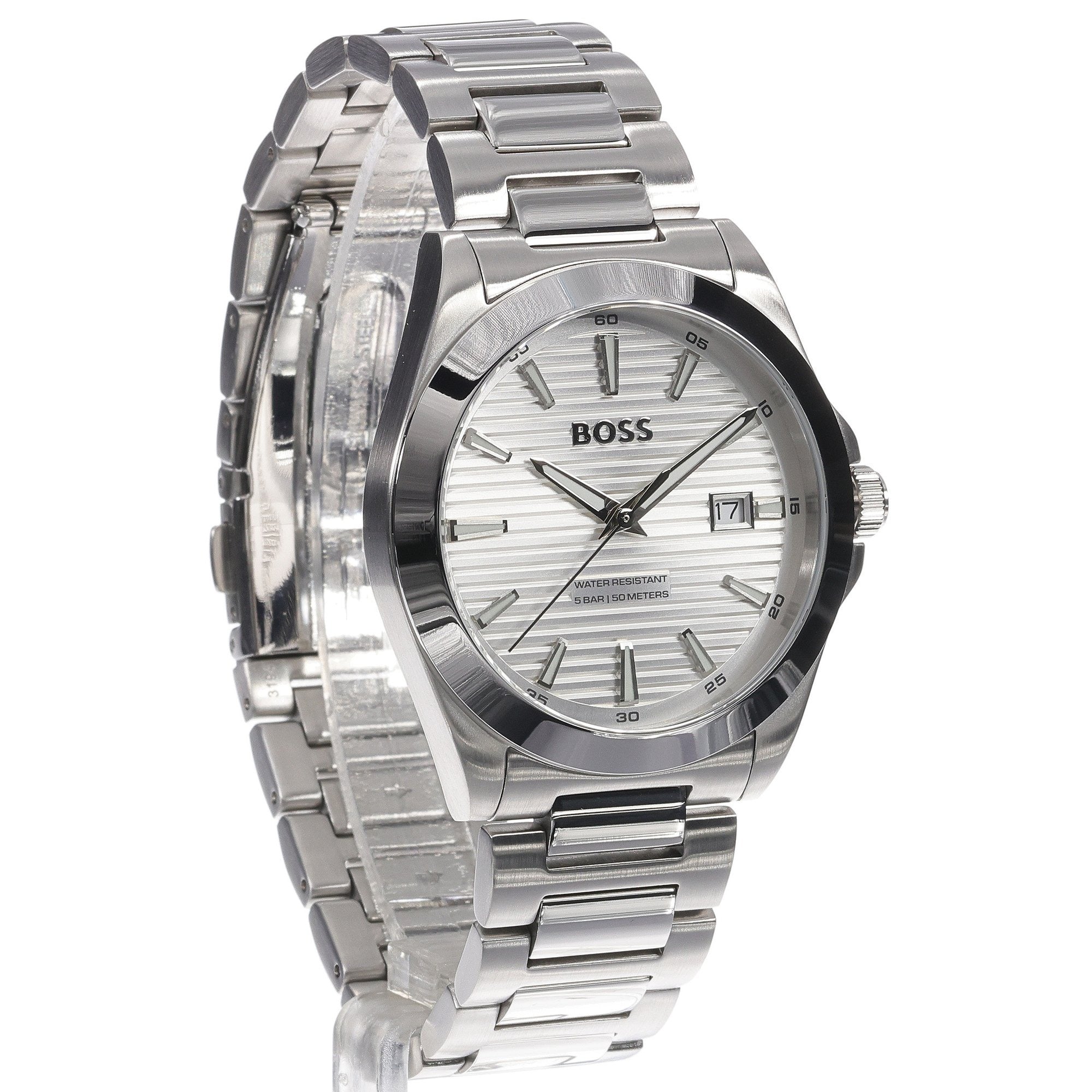Hugo Boss Strike Silver Dial Silver Steel Strap Watch for Men - 1514176