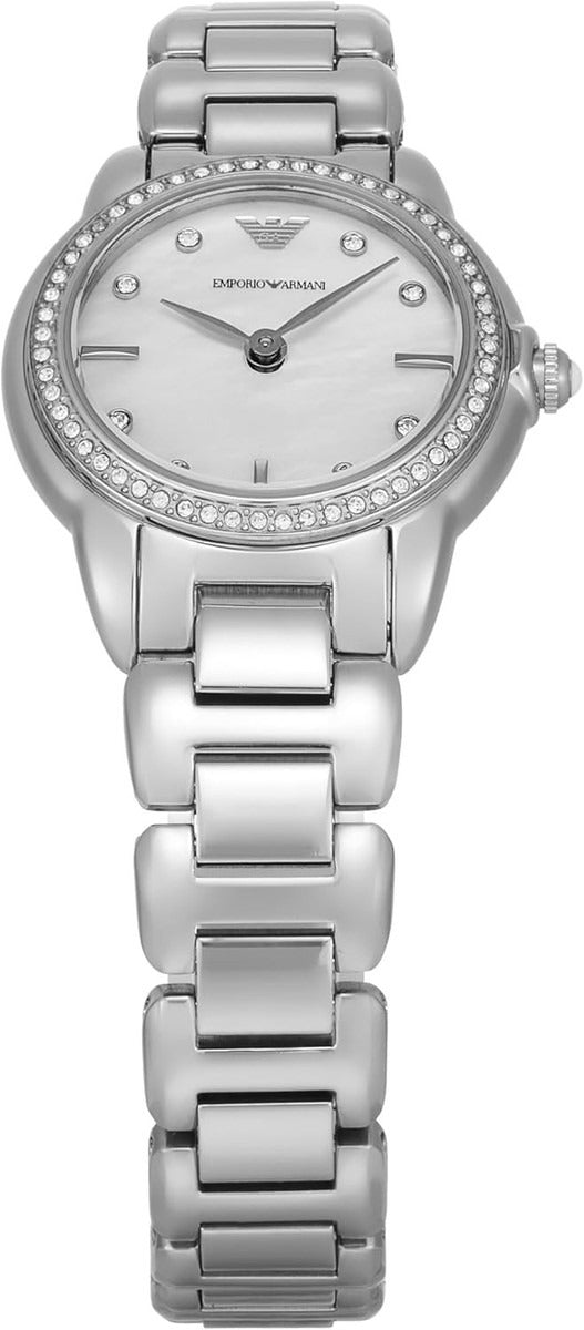 Emporio Armani Mia Mother of Pearl Dial Silver Steel Strap Watch for Women - AR11669