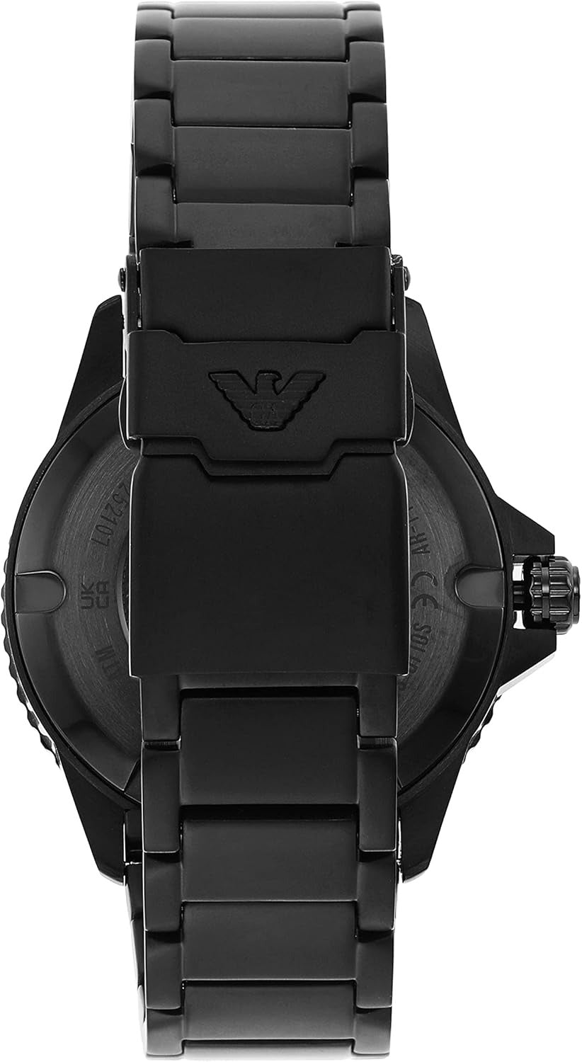 Emporio Armani World Explorer Black Dial Black Steel Strap Watch for Men - AR11398