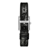 Emporio Armani Classic Crystals Silver Dial Black Leather Strap Watch for Women - AR11660