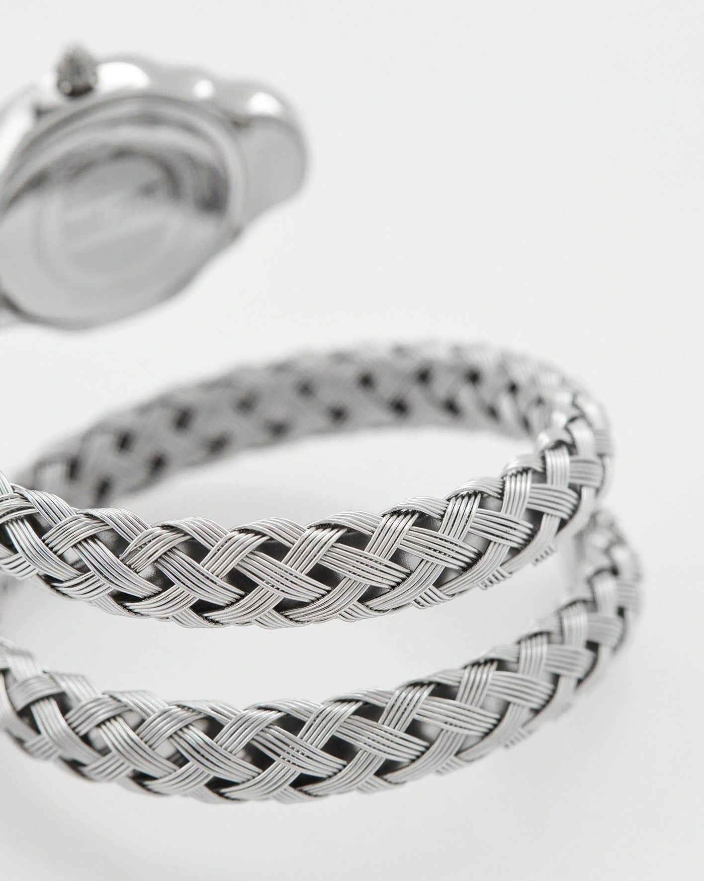 Just Cavalli Twined Mother of Pearl Dial Silver Steel Strap Watch for Women - JC1L305M0015