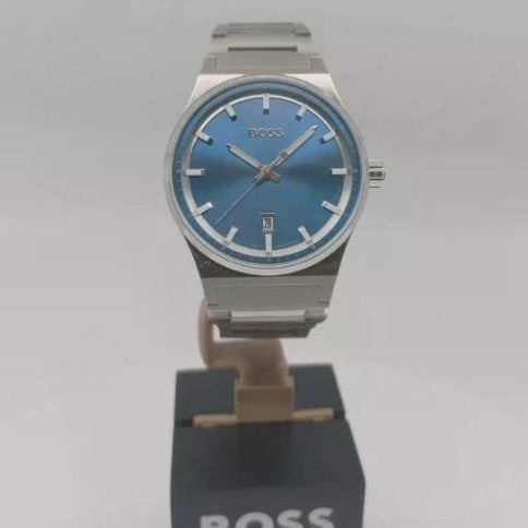 Hugo Boss Candor Blue Dial Silver Steel Strap Watch for Men - 1514076
