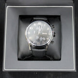 Hugo Boss Aeroliner Chronograph Black Dial Black Leather Strap Watch for Men - 1512567