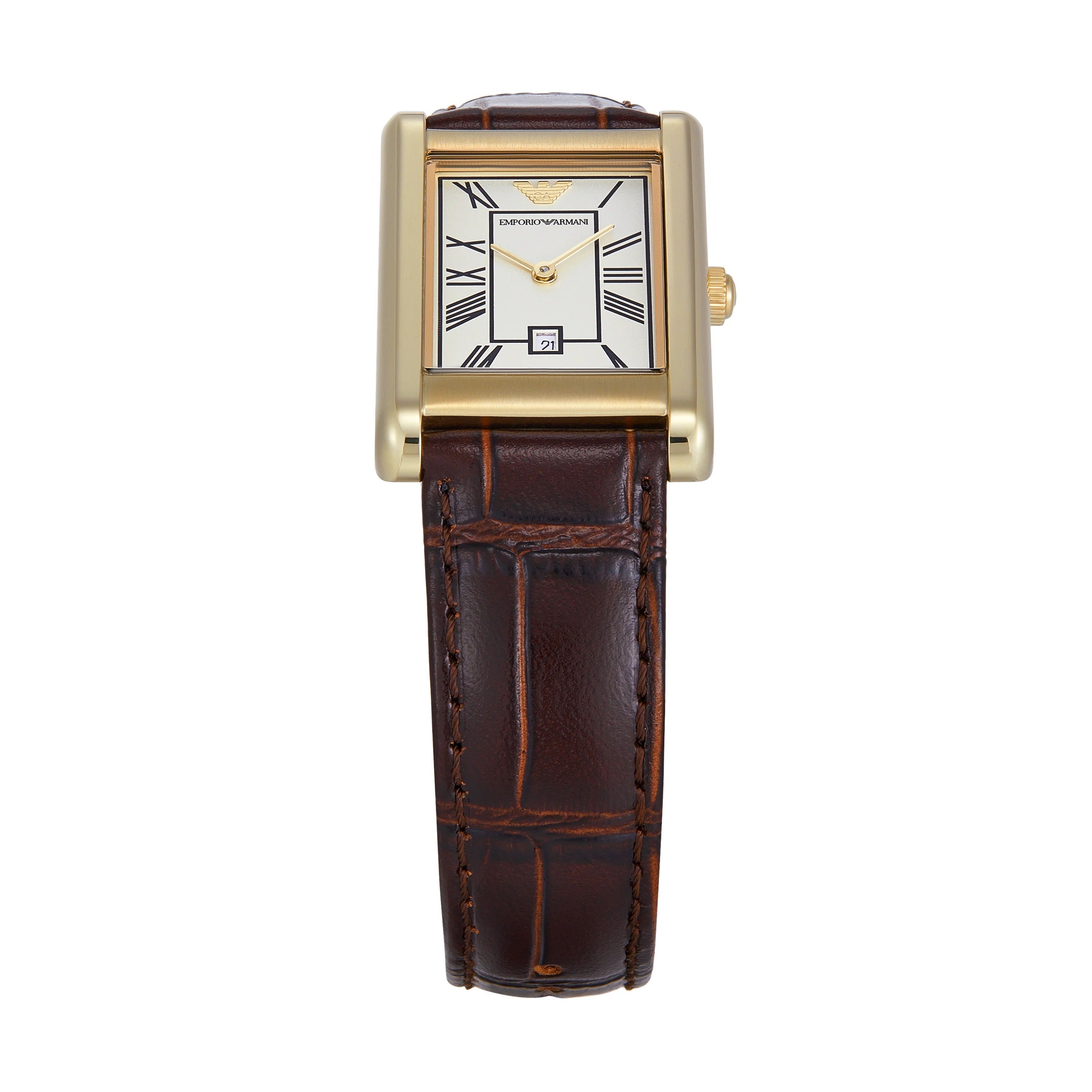 Emporio Armani Gino White Dial Brown Leather Strap Watch for Men - AR11665