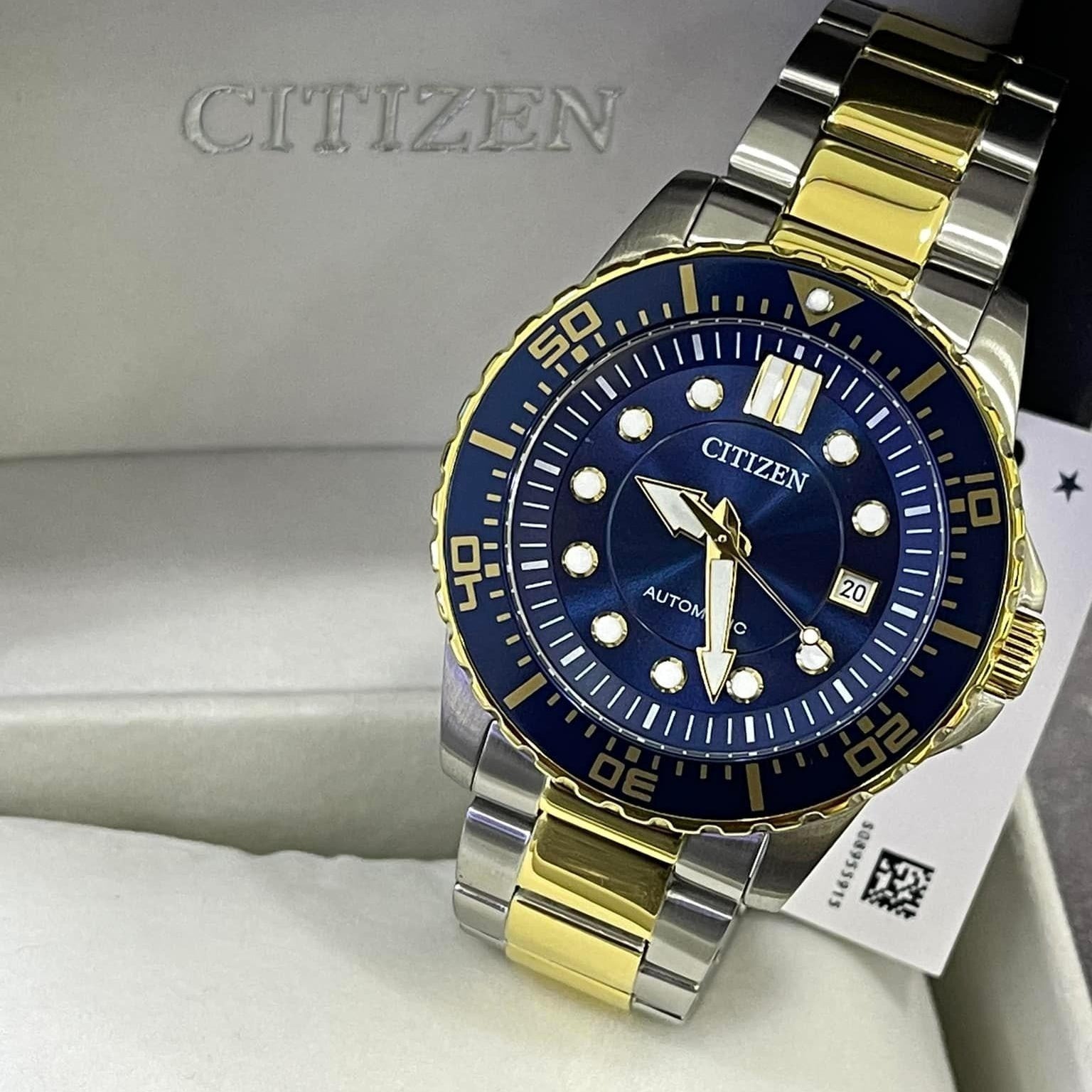 Citizen Mechanical Automatic Blue Dial Two Tone Steel Strap Watch for Men - NJ0174-82L