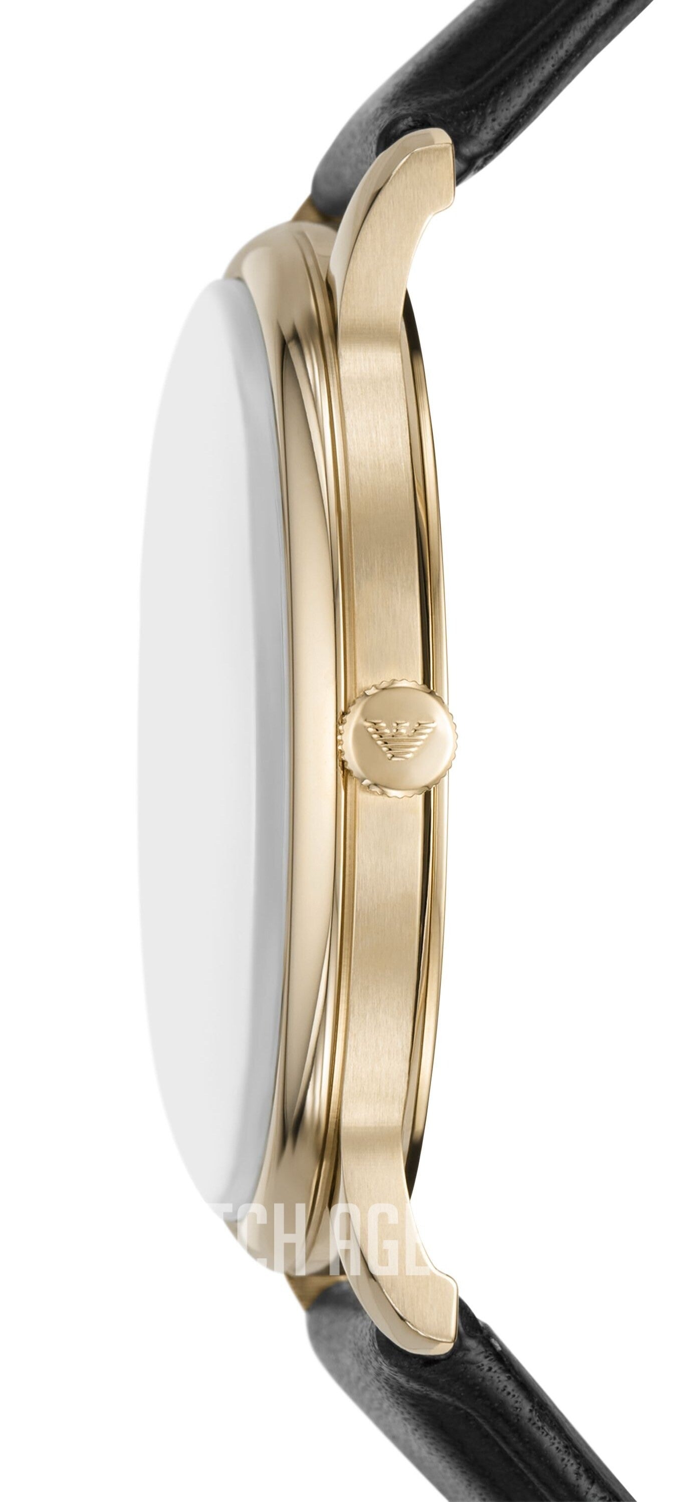 Emporio Armani Minimalist Green Dial Black Leather Strap Watch for Men - AR11601