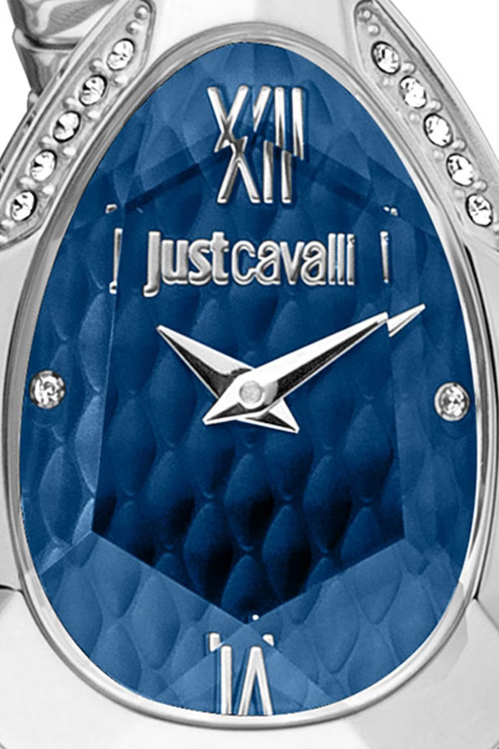 Just Cavalli Serpente Metallica Blue Dial Silver Steel Strap Watch for Women - JC1L224M0025