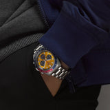 Seiko Prospex Solar Chronograph 1969 Re-interpretation Orange Dial Silver Steel Strap Watch for Men - SSC947