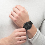 Hugo Boss Aeroliner Chronograph Black Dial Black Leather Strap Watch for Men - 1512567