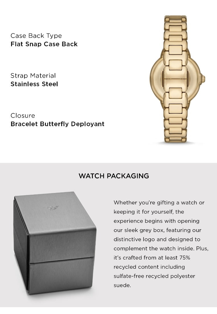 Emporio Armani Mia Crystals Gold Dial Gold Steel Strap Watch for Women - AR11609