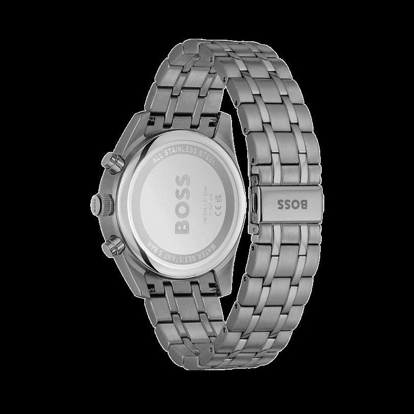 Hugo Boss Skytraveller Chronograph Gunmetal Grey Dial Grey Steel Strap Watch for Men - 1514153