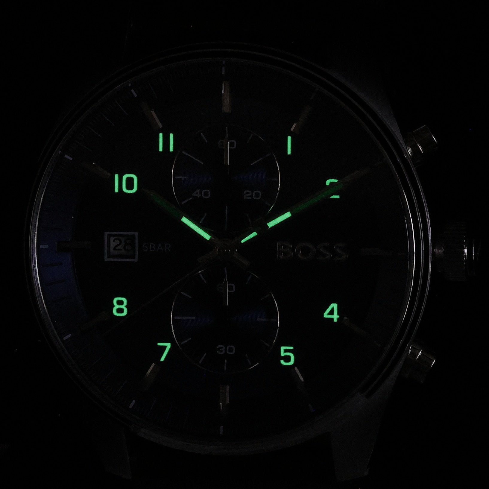 Hugo Boss Skytraveller Chronograph Blue Dial Brown Leather Strap Watch for Men - 1514194