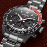 Seiko Prospex Speedtimer Solar Chronograph Black Dial Silver Steel Strap Watch for Men - SSC915
