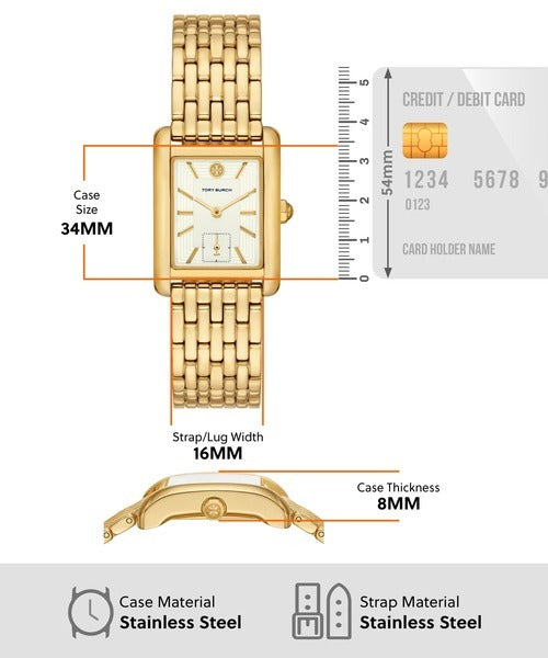 Tory Burch Eleanor White Dial Gold Steel Strap Watch for Women - TBW1060
