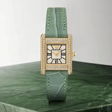 Emporio Armani Classic White Dial Green Leather Strap Watch for Women - AR11661