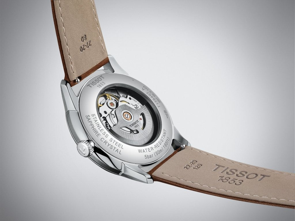 Tissot Chemin des Tourelles Automatic Powermatic 80 Ivory Dial Green Leather Strap Watch for Men - T139.407.16.261.00