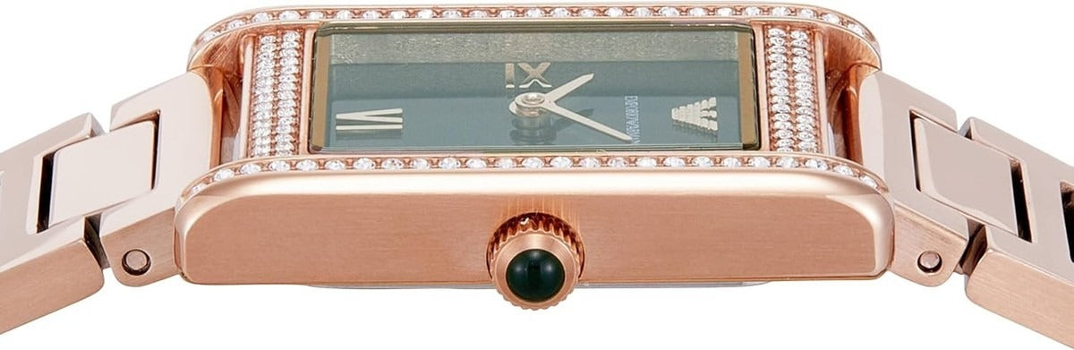 Emporio Armani Genni Green Dial Rose Gold Steel Strap Watch for Women - AR11641