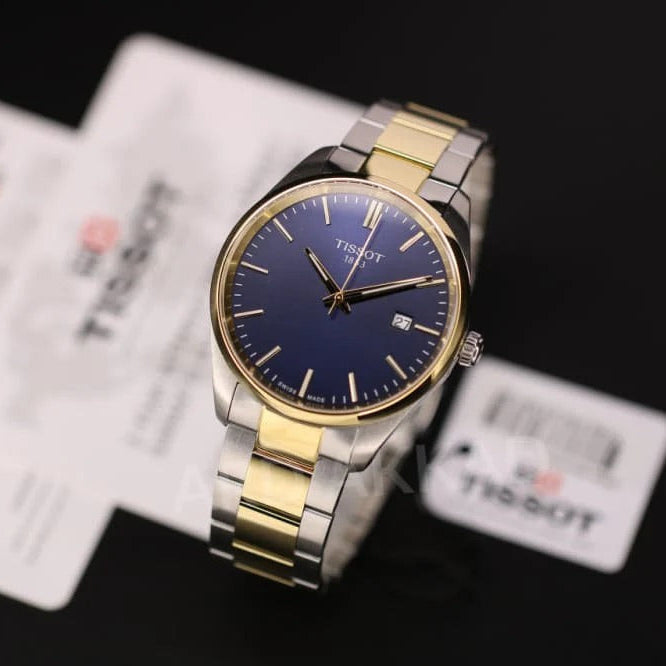 Tissot PR 100 Blue Dial Two Tone Steel Strap Watch for Men - T150.410.22.041.00