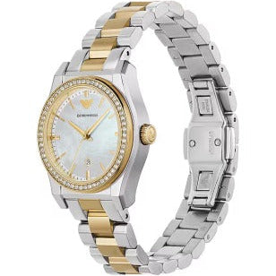 Emporio Armani Federica Mother of Pearl Dial Two Tone Steel Strap Watch for Women - AR11559