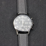 Hugo Boss Aeroliner Chronograph Black Dial Black Leather Strap Watch for Men - 1512567