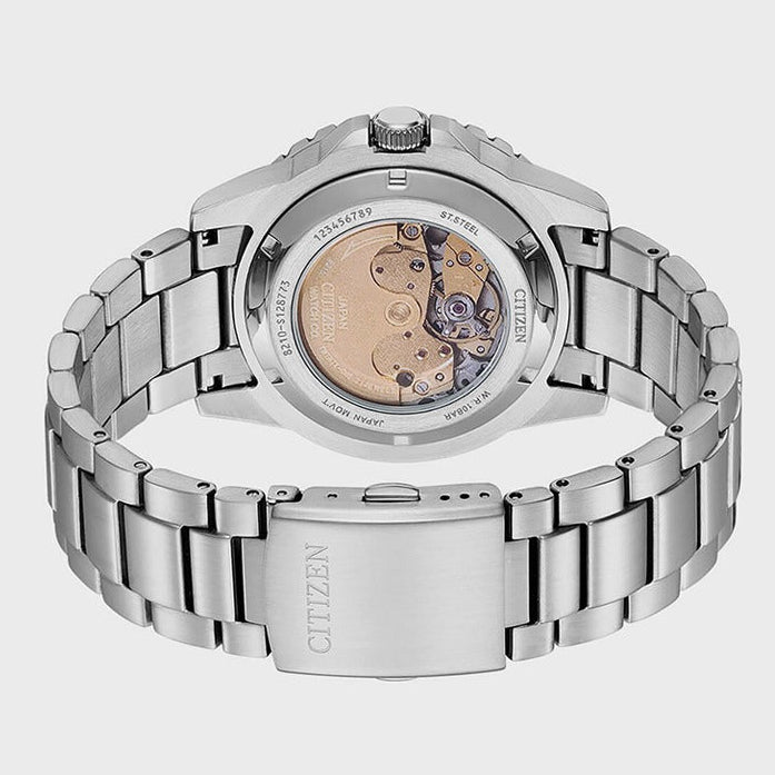 Citizen Mechanical Automatic Yellow Dial Silver Steel Strap Watch for Men - NJ0170-83Z