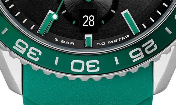 Hugo Boss Runner Chronograph Black Dial Green Silicone Strap Watch for Men - 1514246