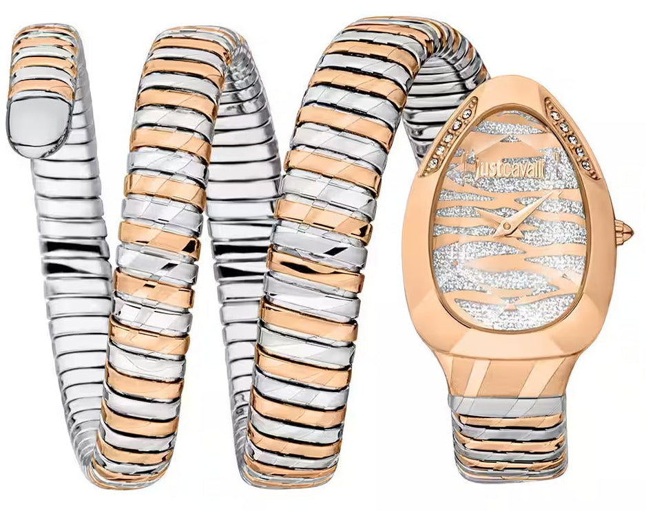 Just Cavalli Taglio Silver Dial Two Tone Steel Strap Watch for Women - JC1L226M0065