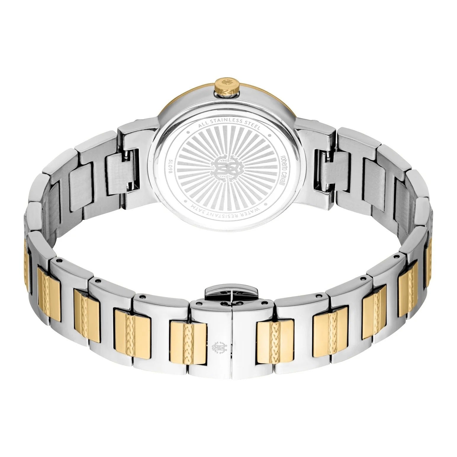 Just Cavalli Donna Glam Mother of Pearl White Dial Two Tone Steel Strap Watch for Women - RC5L098M0055