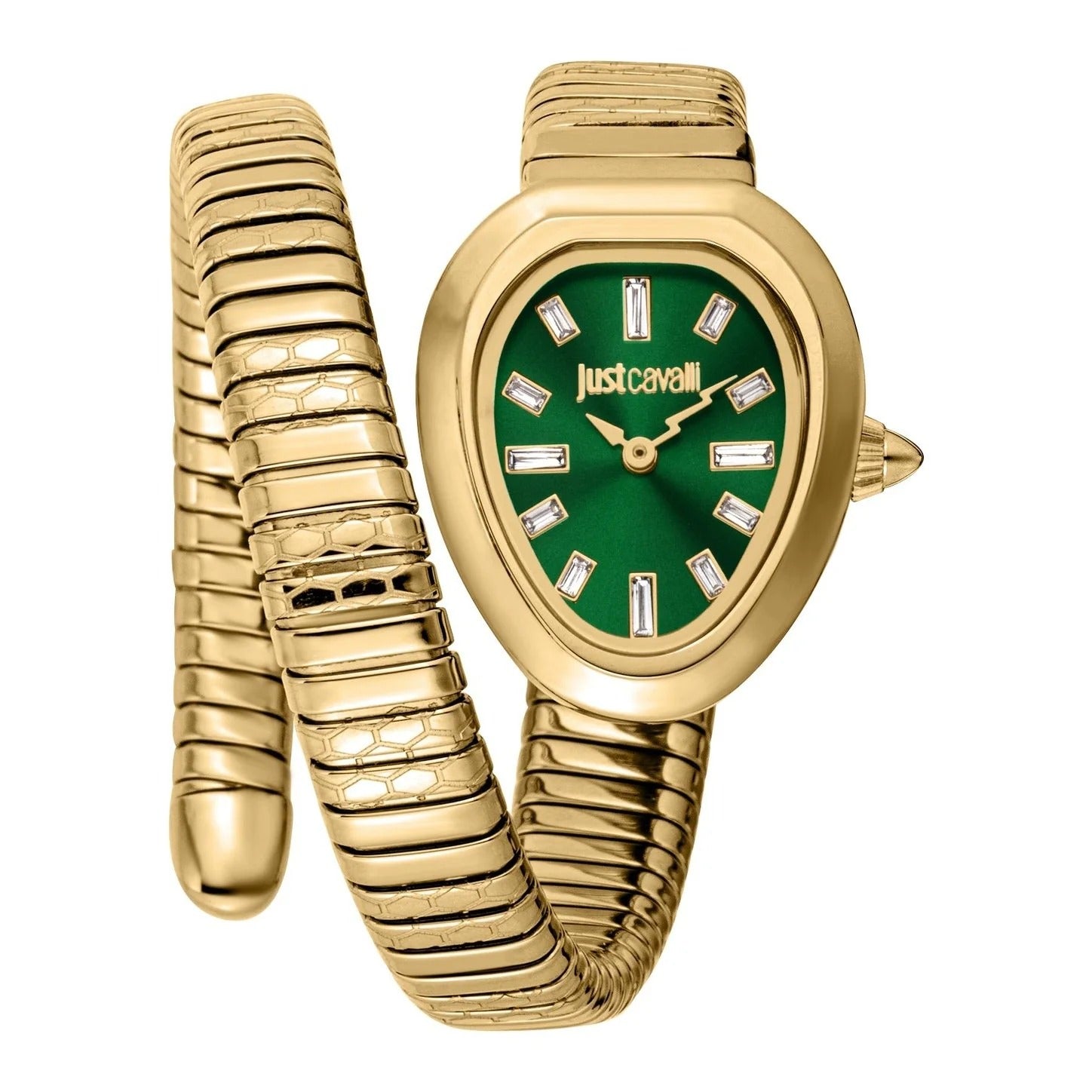 Just Cavalli Aversa Green Dial Gold Steel Strap Watch for Women - JC1L222M0035