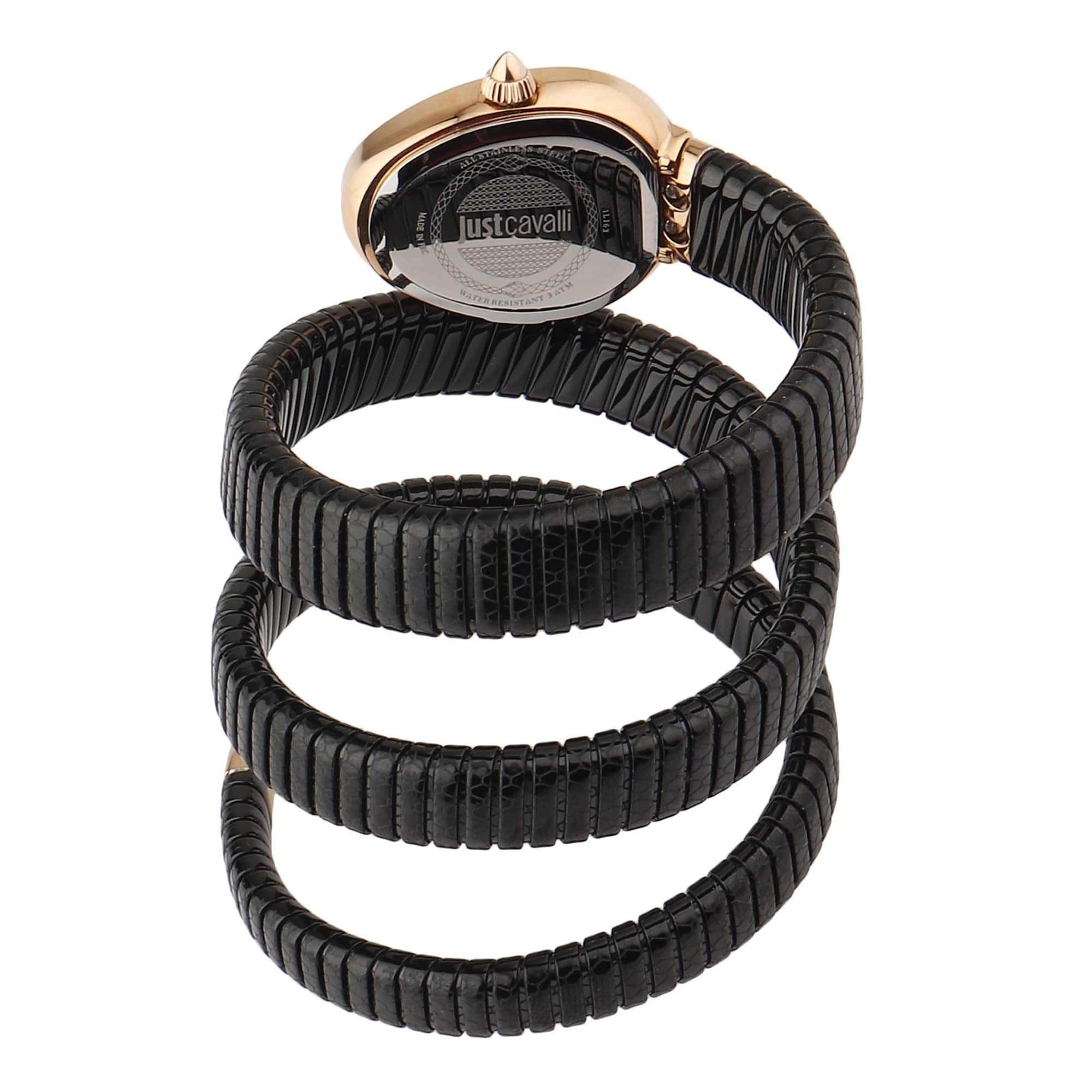 Just Cavalli Doppio Black Dial Black Steel Strap Watch for Women - JC1L163M0045