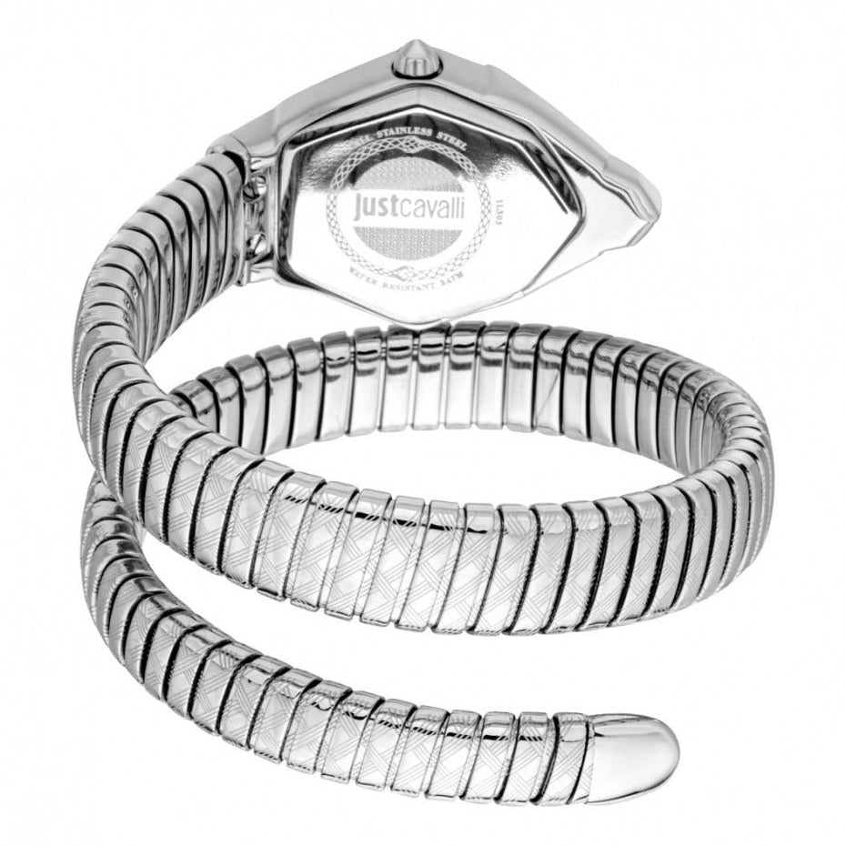 Just Cavalli Ornato Snake Silver Dial Silver Steel Strap Watch for Women - JC1L303M0015