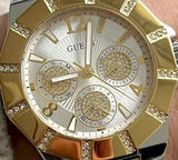 Guess Sunray Multifunction Silver Dial Two Tone Steel Strap Watch for Women - GW0616L2