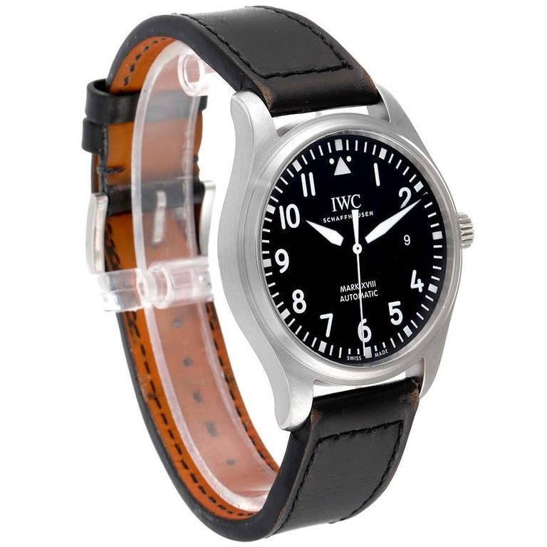 IWC Pilot's Mark XVIII 40mm Black Dial Black Leather Strap Watch for Men - IW327001