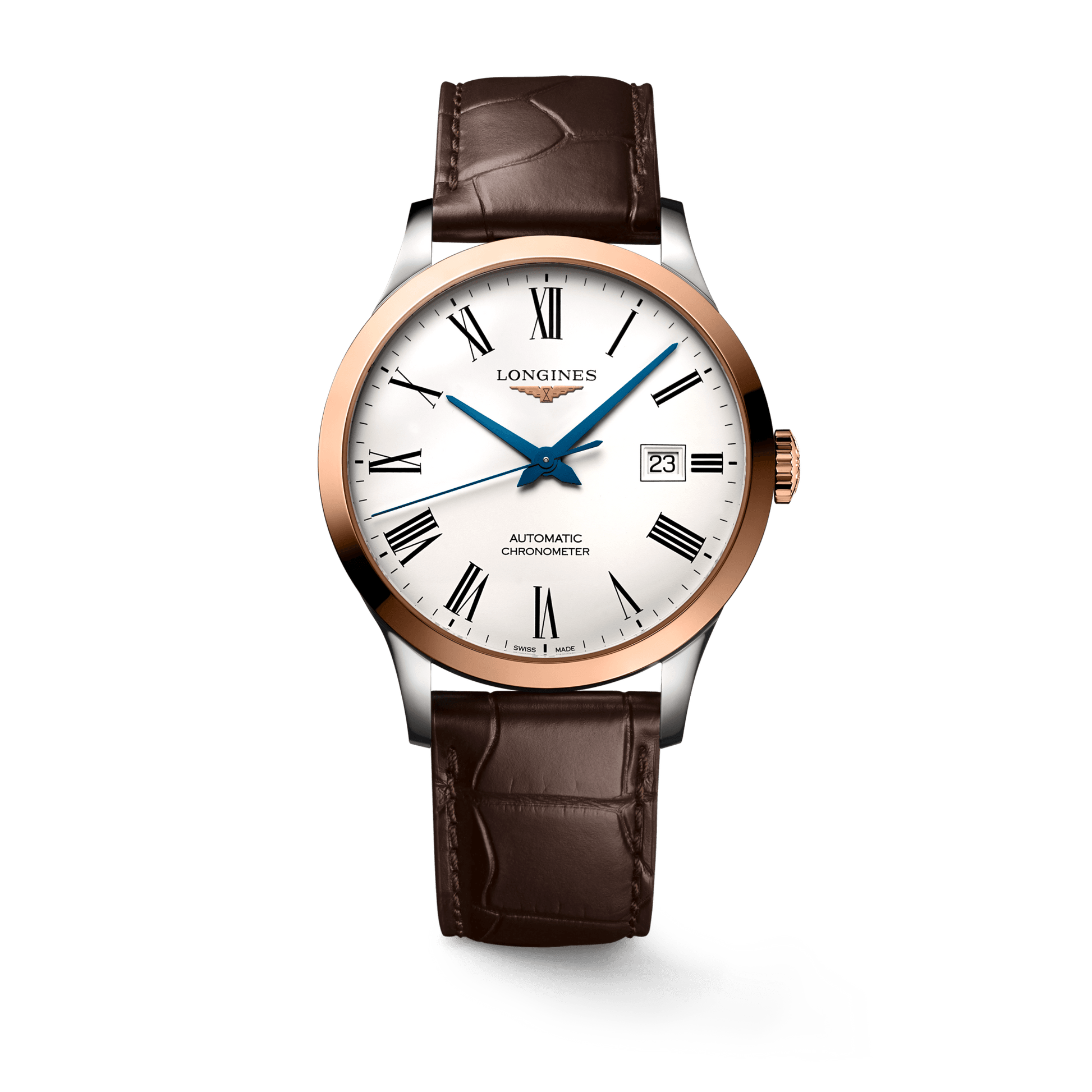 Longines Record Automatic Stainless Steel 18K Gold Watch for Men - L2.821.5.11.2