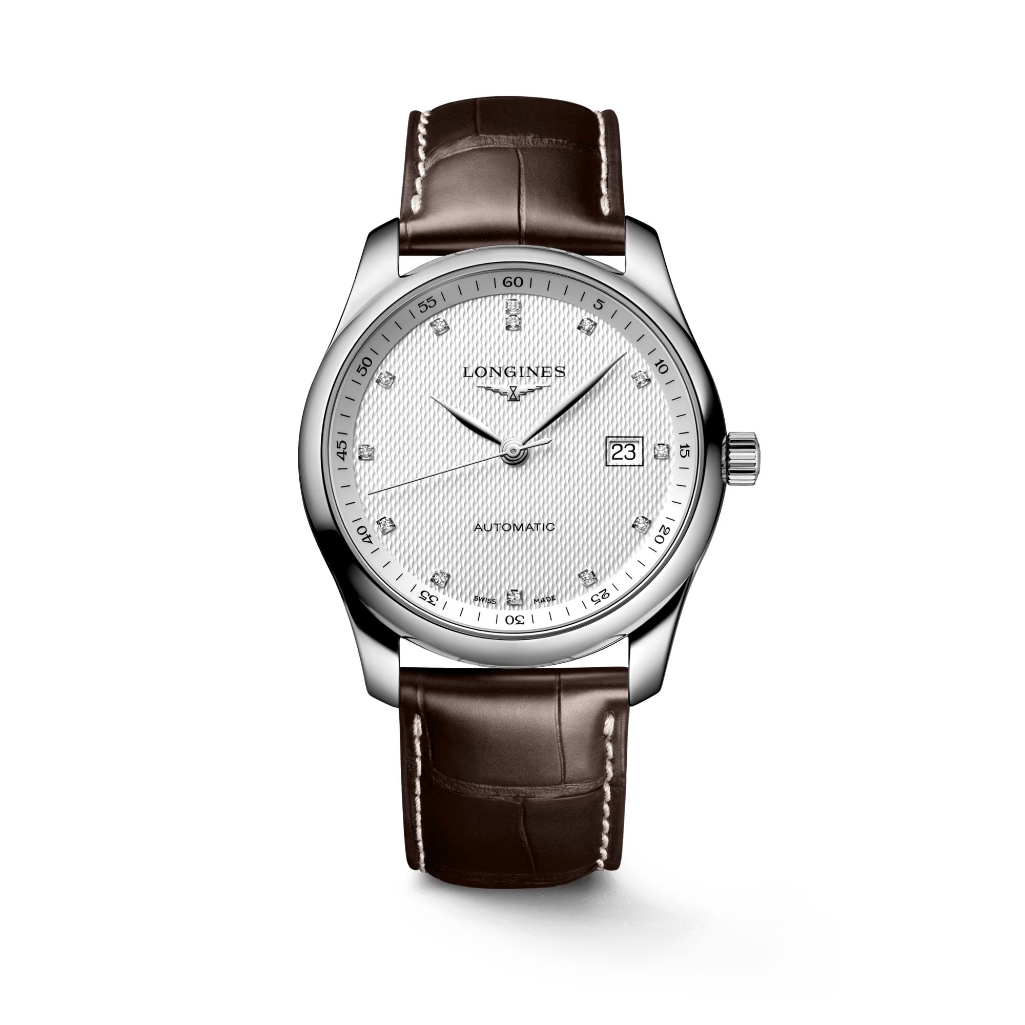 Longines Master Collection Automatic 40mm White Dial Brown Leather Strap Watch for Men - L2.793.4.77.3
