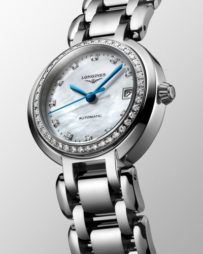 Longines PrimaLuna 26.5mm Automatic White Mother of Pearl Dial Silver Stainless Steel Watch for Women - L8.111.0.87.6