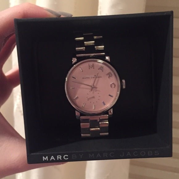 Marc Jacobs Baker Pink Dial Silver Steel Strap Watch for Women - MBM3280