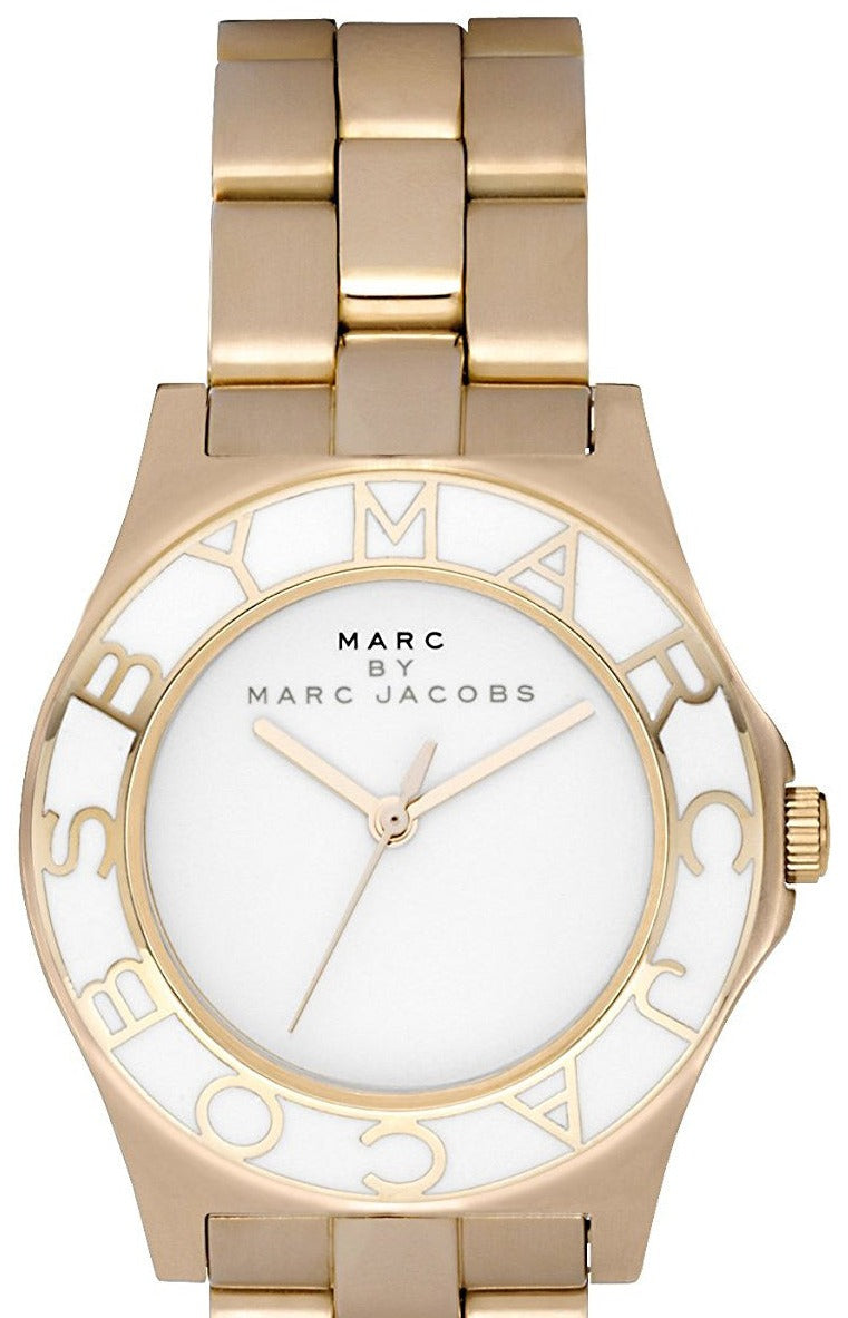 Marc Jacobs Blade White Dial Gold Steel Strap Watch for Women - MBM3050