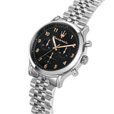 Maserati Epoca Chronograph Black Dial Silver Steel Strap Watch For Men - R8873618017