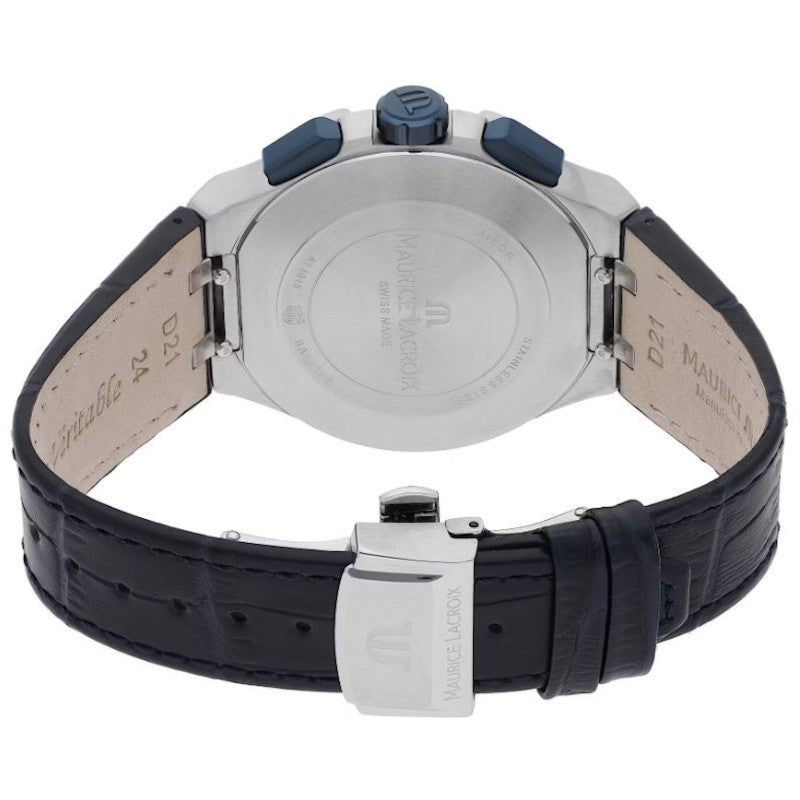Maurice Lacroix Aikon Chronograph Blue Dial Blue Leather Strap Watch For Men - AI1018-SS001-432-4