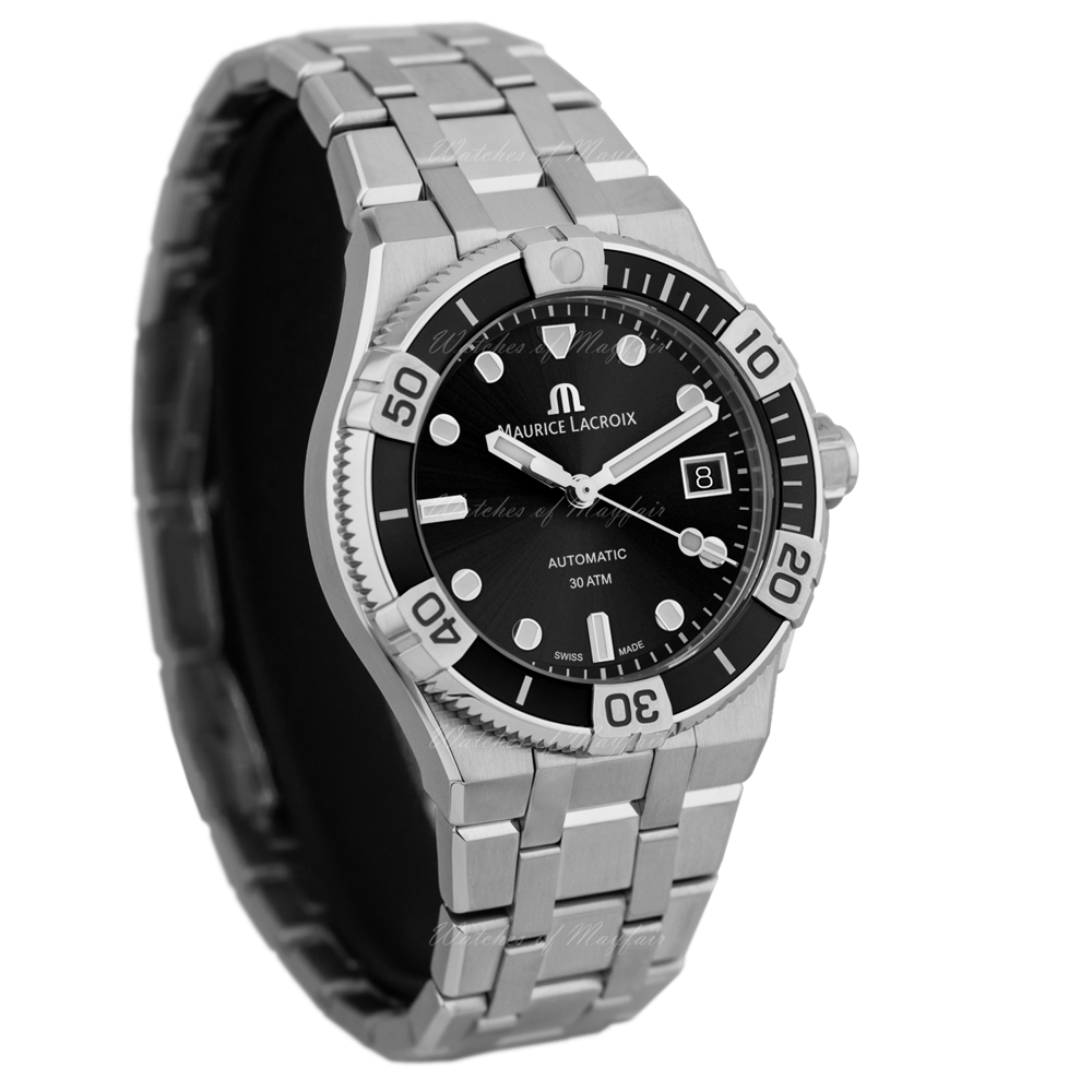 Maurice Lacroix Aikon Venturer Automatic Black Dial Silver Steel Strap Watch For Men - AI6057-SSL22-330-1