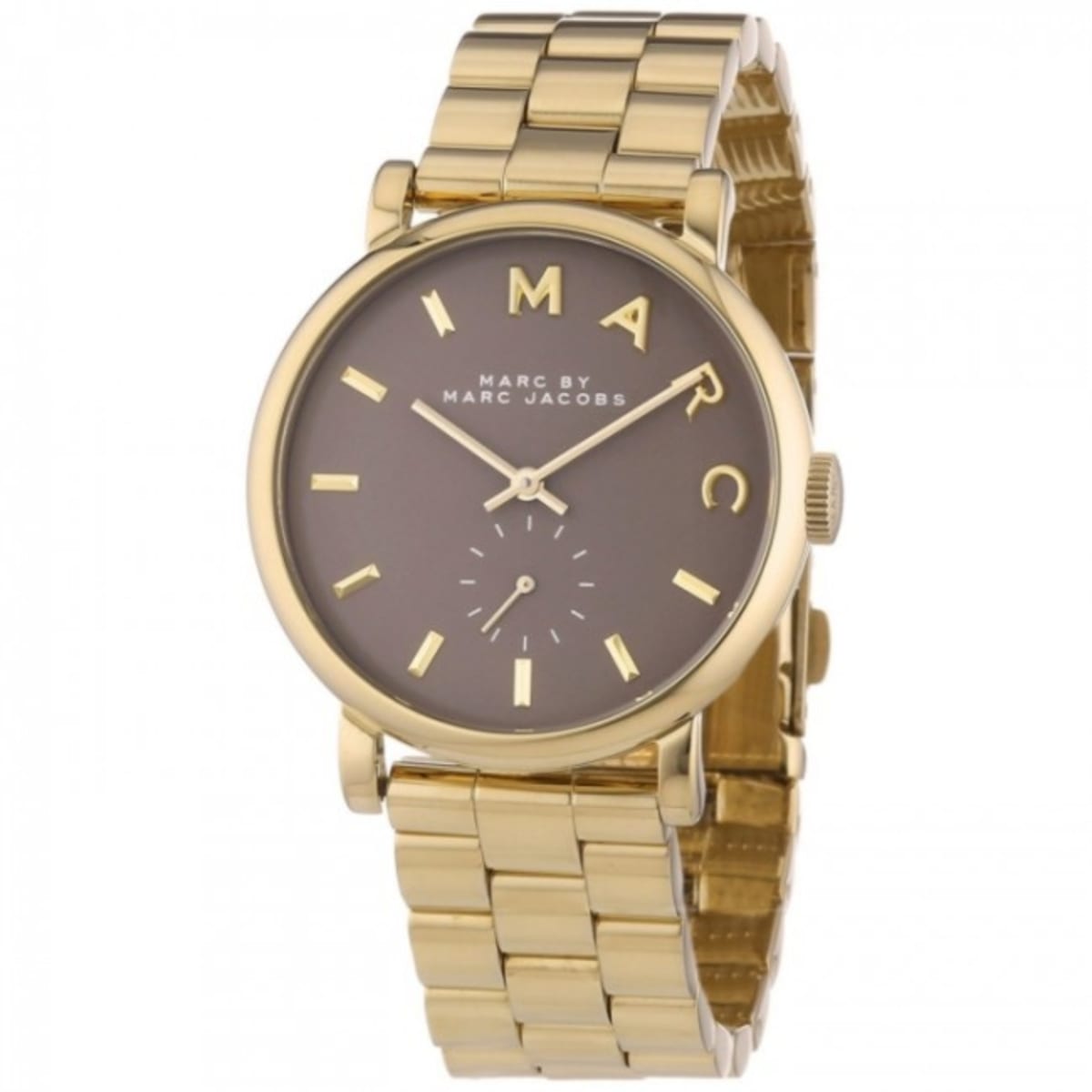 Marc Jacobs Baker Grey Dial Gold Steel Strap Watch for Women - MBM3281