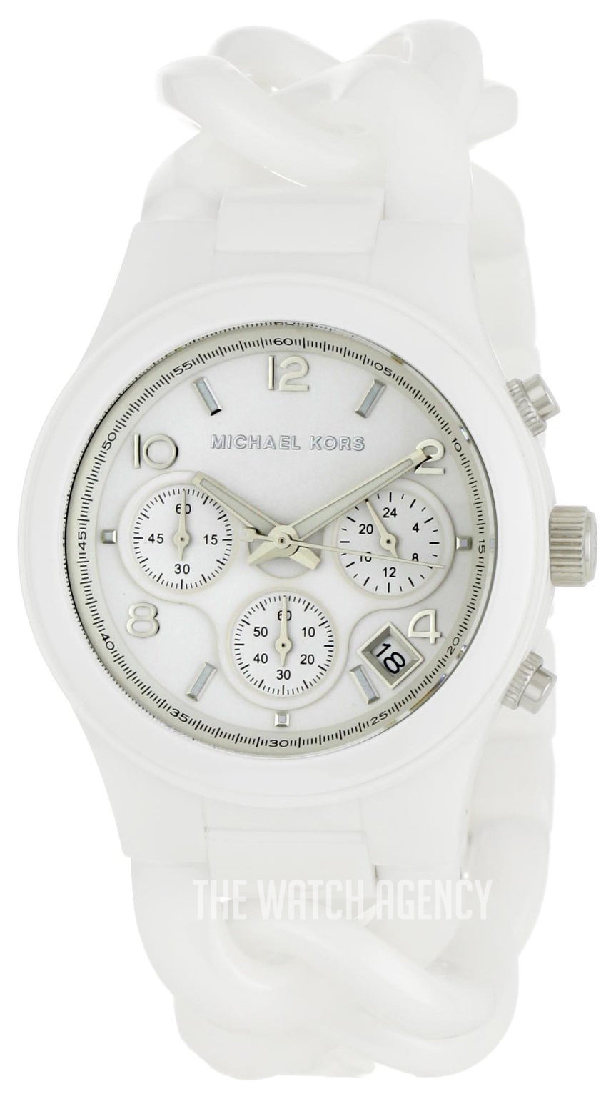 Michael Kors Ceramic White Dial White Steel Strap Watch for Women - MK5387
