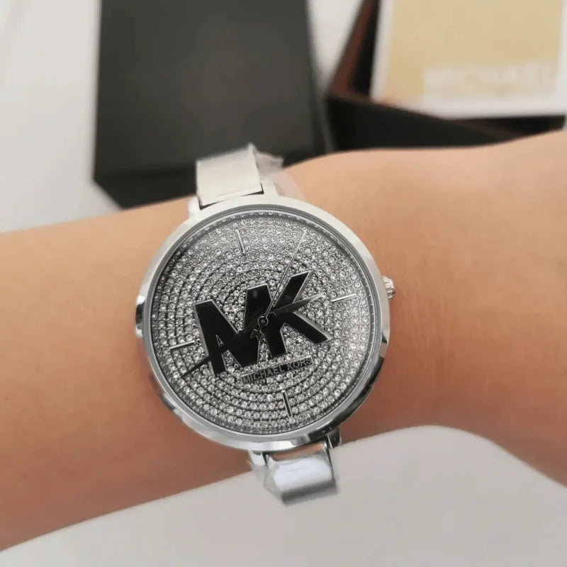Michael Kors Charley Quartz Crystals Silver Dial Silver Steel Strap Watch For Women - MK4432